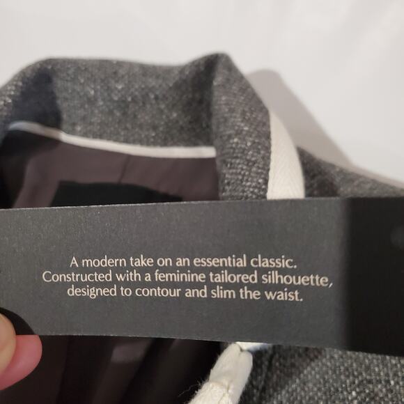 Banana Republic NWT Hack ing Wool Blazer Jacket Womens Size 2 Petite Gray White - Picture 11 of 13